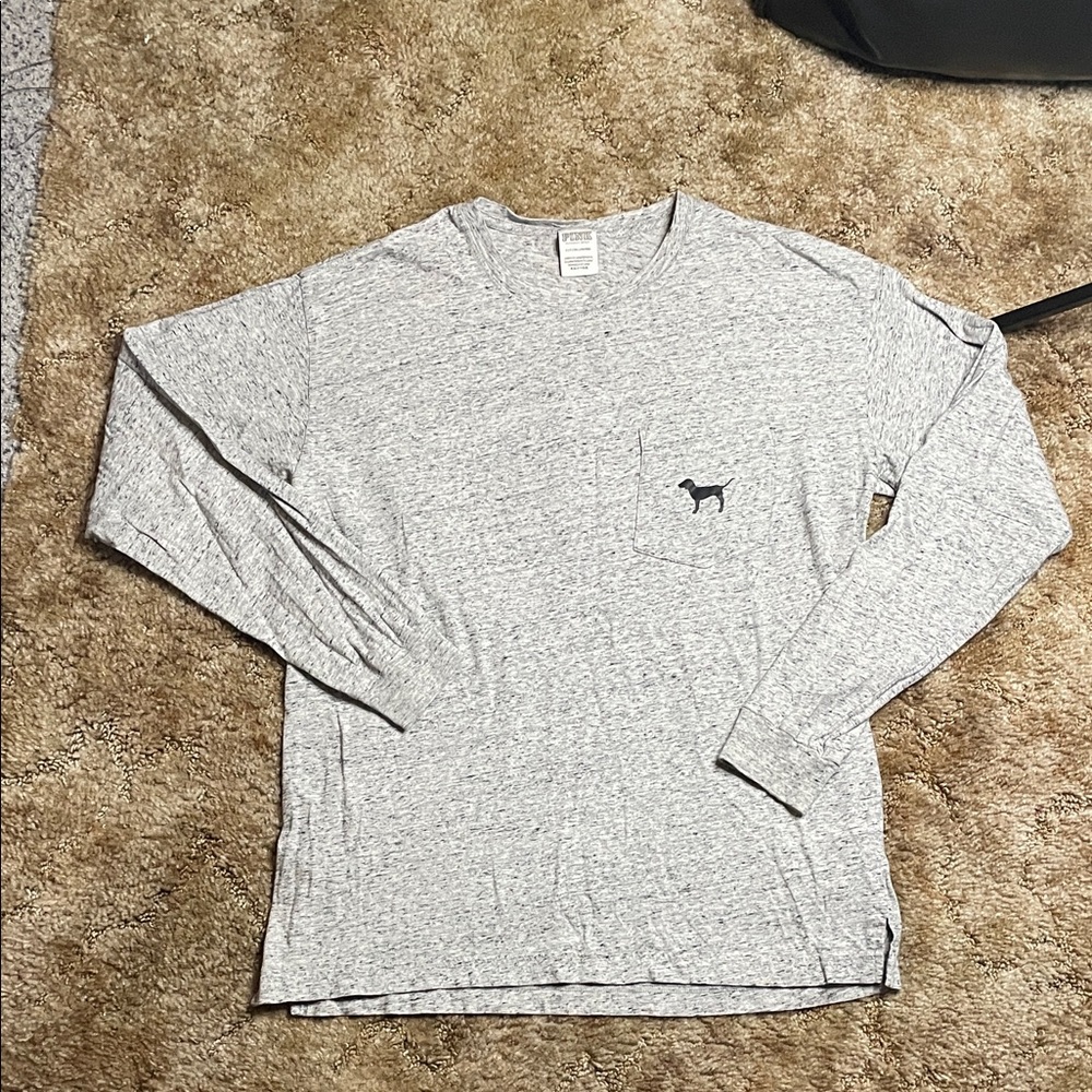 PINK‎ Victoria’s Secret Gray Long Sleeve Shirt Size Small